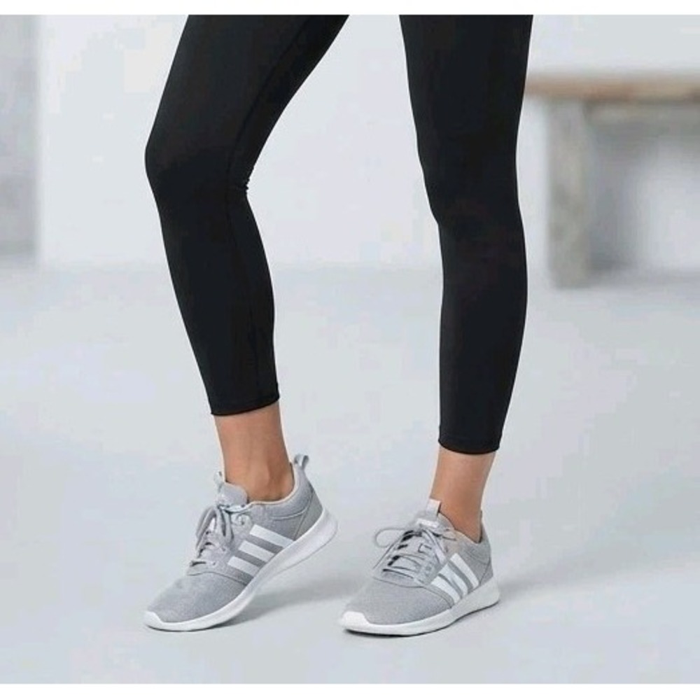 Adidas Womens Size 7.5 Gray White Sneakers Cloudfoam Athletic Walking Gym Shoe